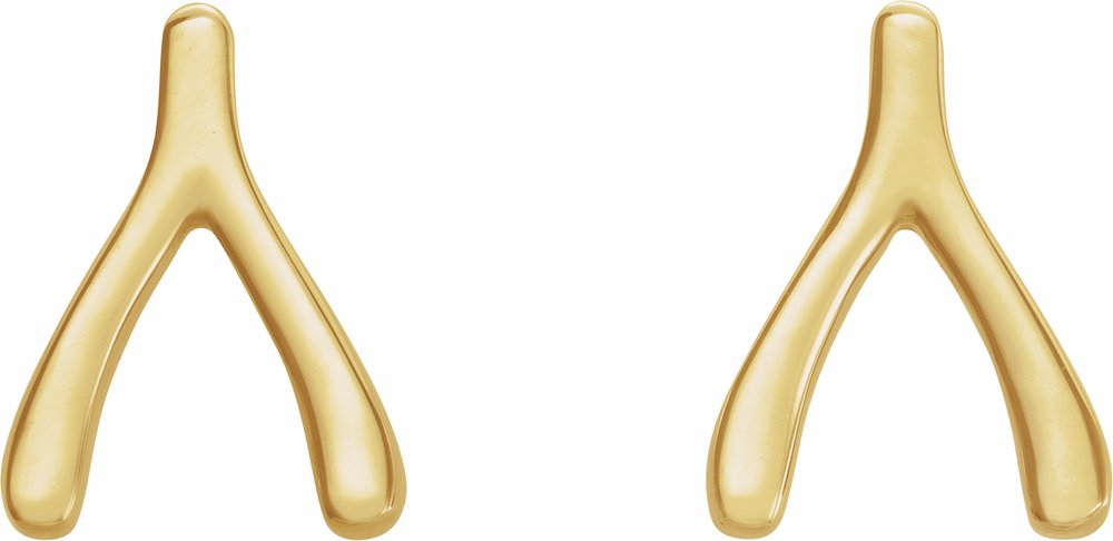 14K Yellow Wishbone Earrings