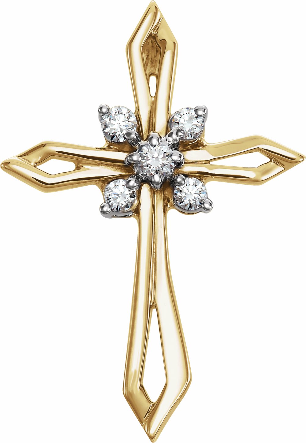 14K Yellow/White 1/6 CTW Natural Diamond Cross Pendant