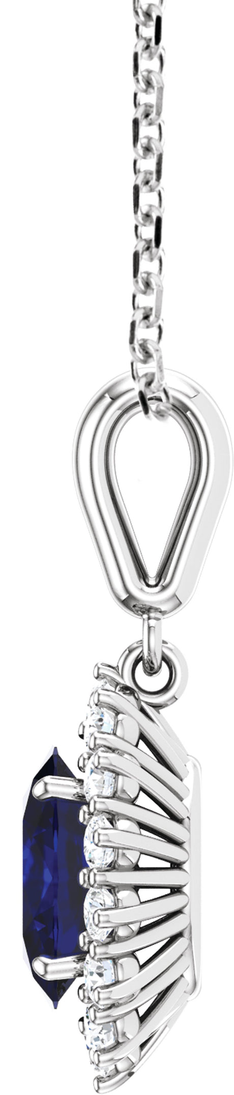 14K White Gold Lab-Grown Blue Sapphire & 1/3 CTW Natural Diamond 18" Necklace
