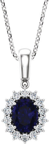 14K White Gold Lab-Grown Blue Sapphire & 1/3 CTW Natural Diamond 18" Necklace