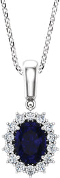 14K White Gold Lab-Grown Blue Sapphire & 1/3 CTW Natural Diamond 18" Necklace