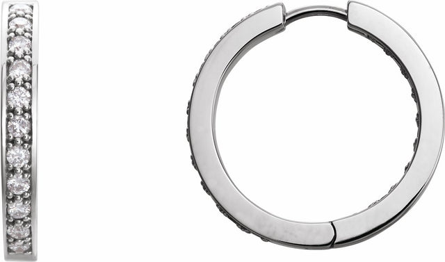 Platinum 3/4 CTW Natural Diamond Inside-Outside 18 mm Hoop Earrings