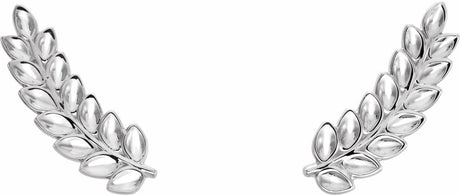 14K White Petite Leaf Ear Climbers