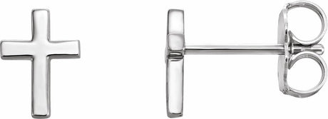 14K White Gold 6 mm Cross Earrings