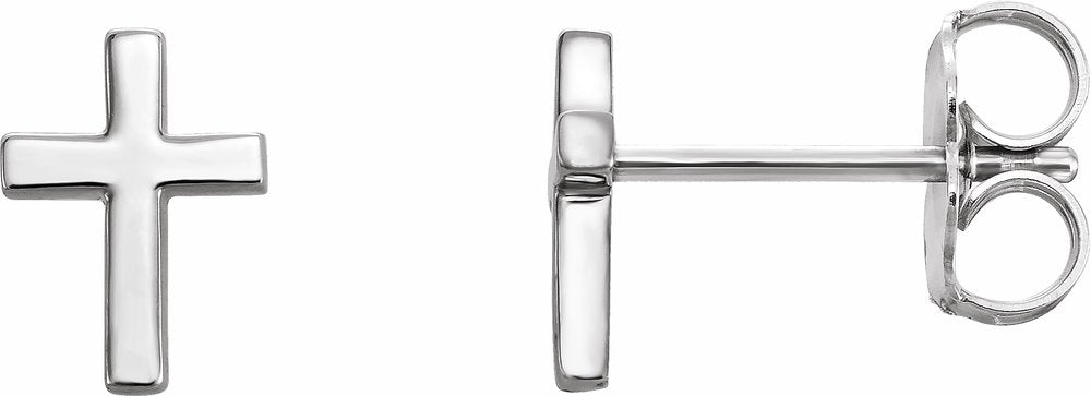 14K White Gold 6 mm Cross Earrings