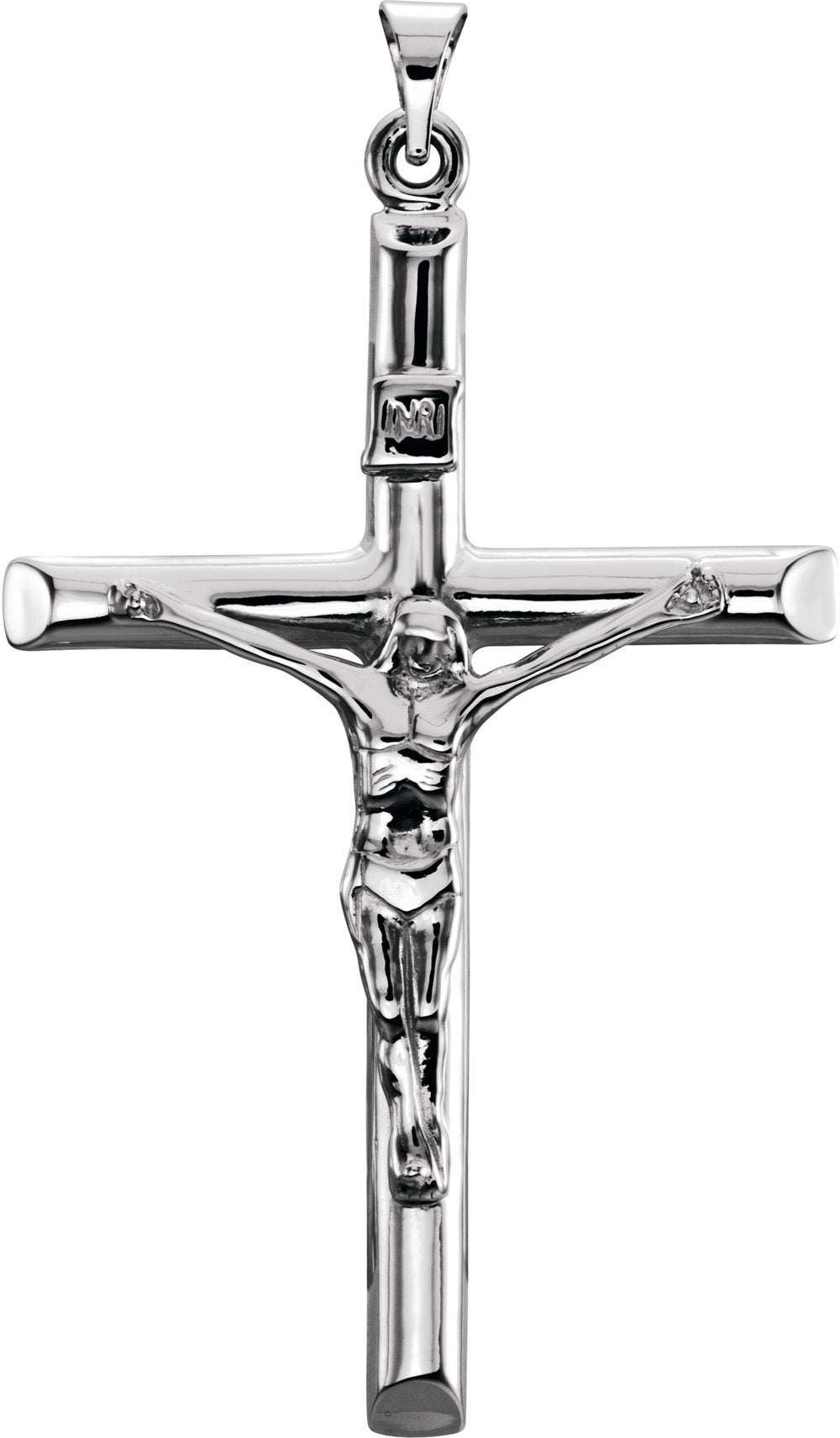 14K White 43x29 mm Crucifix Pendant