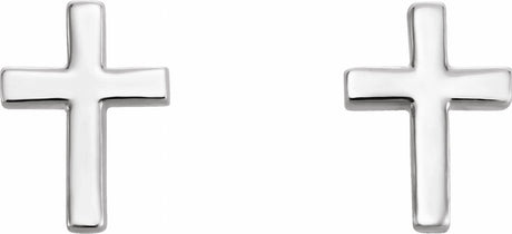 14K White Gold 7.5 mm Cross Earrings