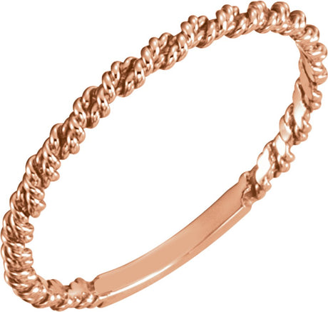 14K Rose 2 mm Twisted Rope Band