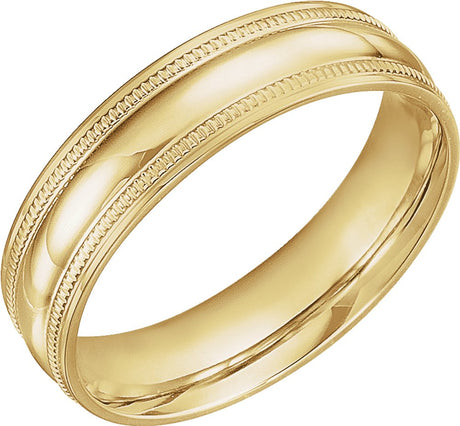 14K Yellow Gold 6 mm Coin Edge Comfort-Fit Half Round Band Size 10