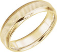 14K Yellow Gold 6 mm Knurled Comfort-Fit Half Round Band Size 11
