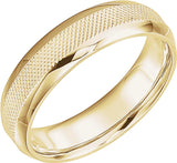 14K Yellow Gold 6 mm Knurled Comfort-Fit Half Round Band Size 11