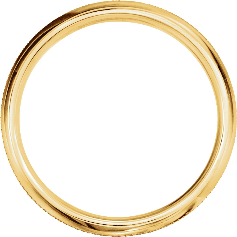 14K Yellow Gold 6 mm Knurled Comfort-Fit Half Round Band Size 11