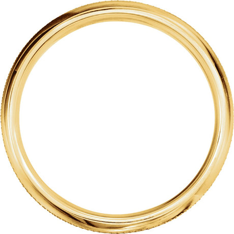 14K Yellow Gold 6 mm Knurled Comfort-Fit Half Round Band Size 11