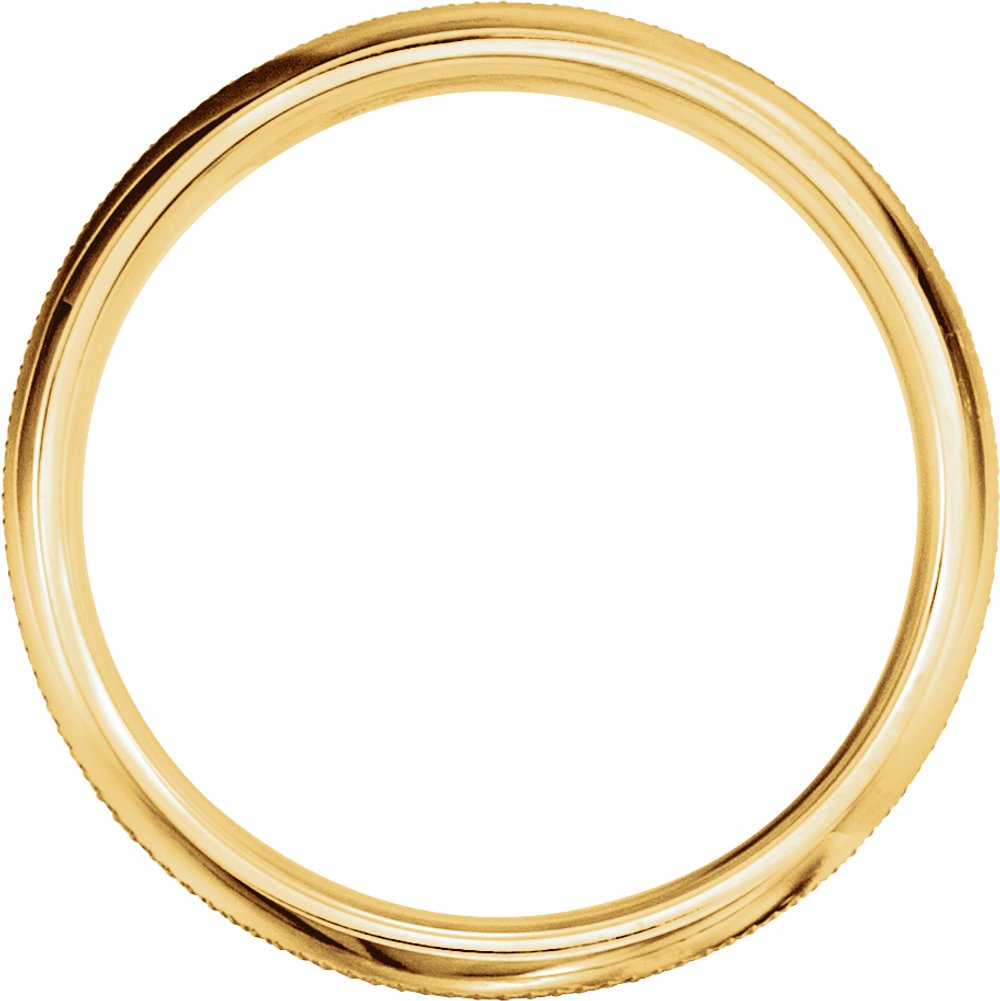 14K Yellow 6 mm Knurl Half Round Band