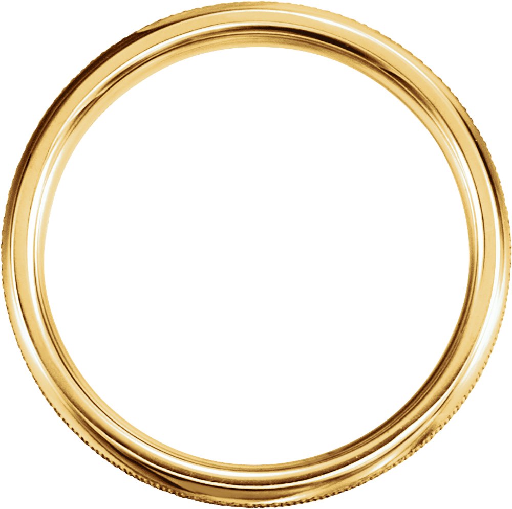 14K Yellow 4 mm Knurl Half Round Band Size 10