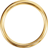 14K Yellow Gold 4 mm Knurled Comfort-Fit Half Round Band Size 10