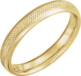 14K Yellow Gold 4 mm Knurled Comfort-Fit Half Round Band Size 10