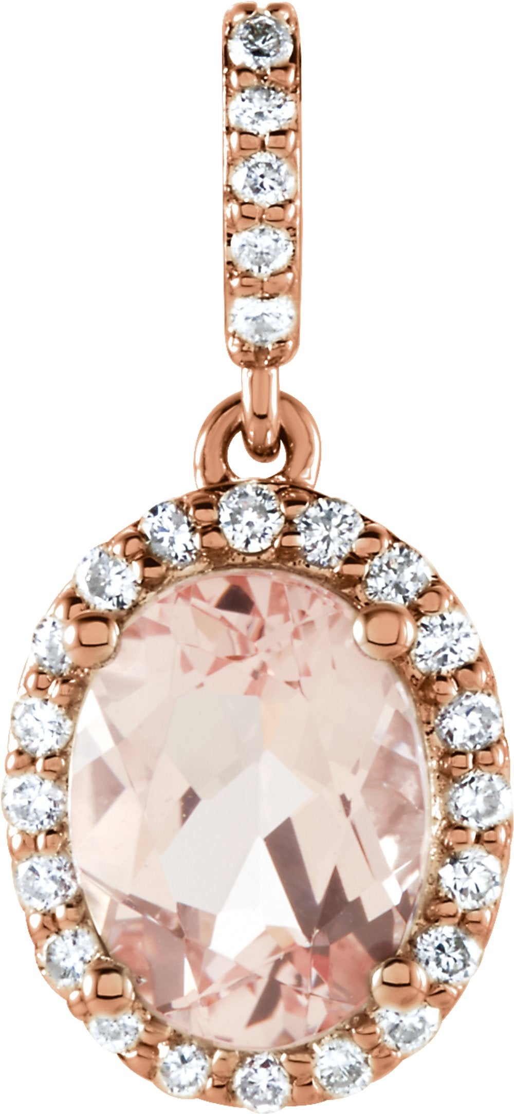 14K Rose Natural Pink Morganite & 1/6 CTW Natural Diamond Pendant