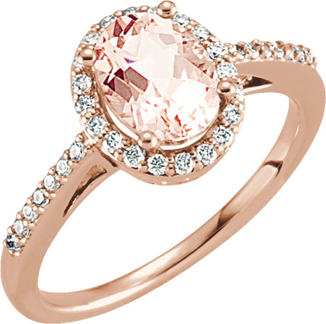 14K Rose Natural Morganite & 1/5 CTW Natural Diamond Ring