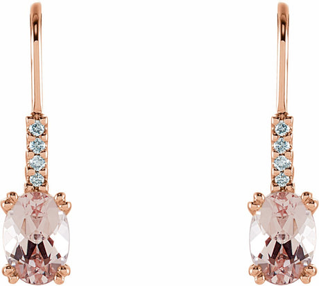 14K Rose Natural Pink Morganite & .05 CTW Natural Diamond Earrings