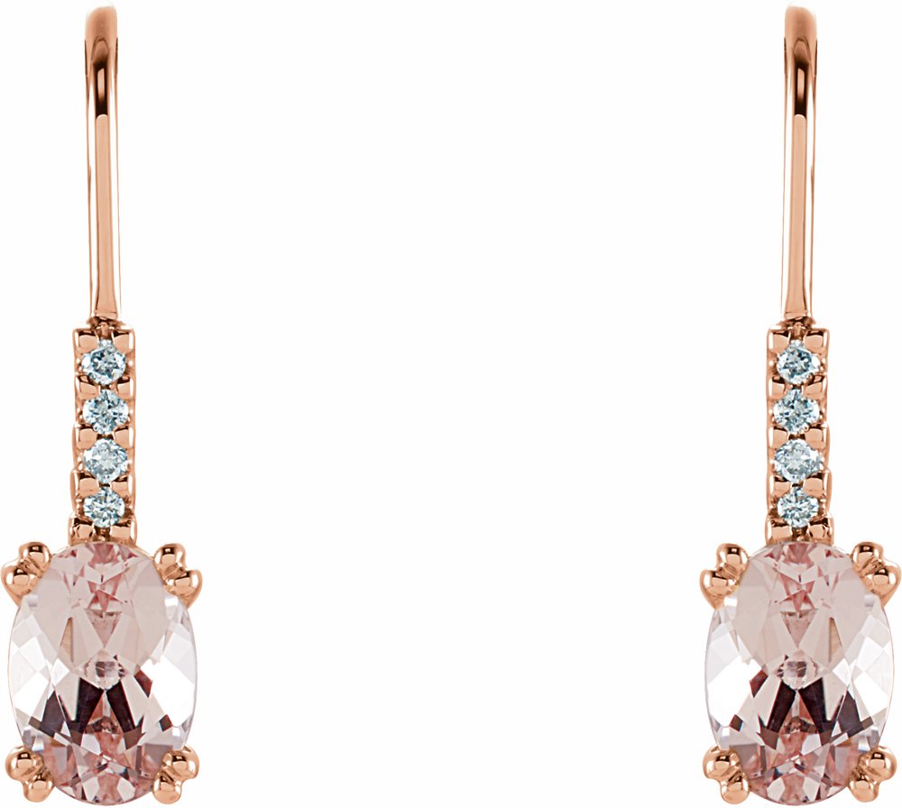 14K Rose Natural Pink Morganite & .05 CTW Natural Diamond Earrings