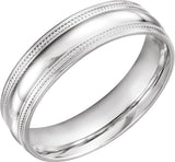 14K White Gold 6 mm Coin Edge Comfort-Fit Half Round Band Size 11