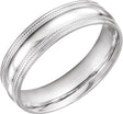 14K White 6 mm Coin Edge Design Band Size 10