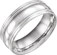 14K White Gold 8 mm Coin Edge Comfort-Fit Half Round Band Size 13