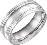 14K White Gold 8 mm Coin Edge Comfort-Fit Half Round Band Size 13