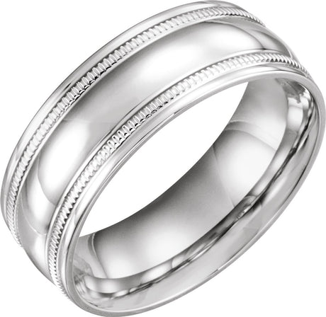 14K White Gold 8 mm Coin Edge Comfort-Fit Half Round Band Size 13