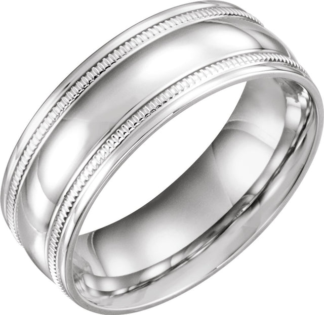 14K White Gold 8 mm Coin Edge Comfort-Fit Half Round Band Size 13