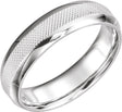 14K White 6 mm Knurl Half Round Band Size 10