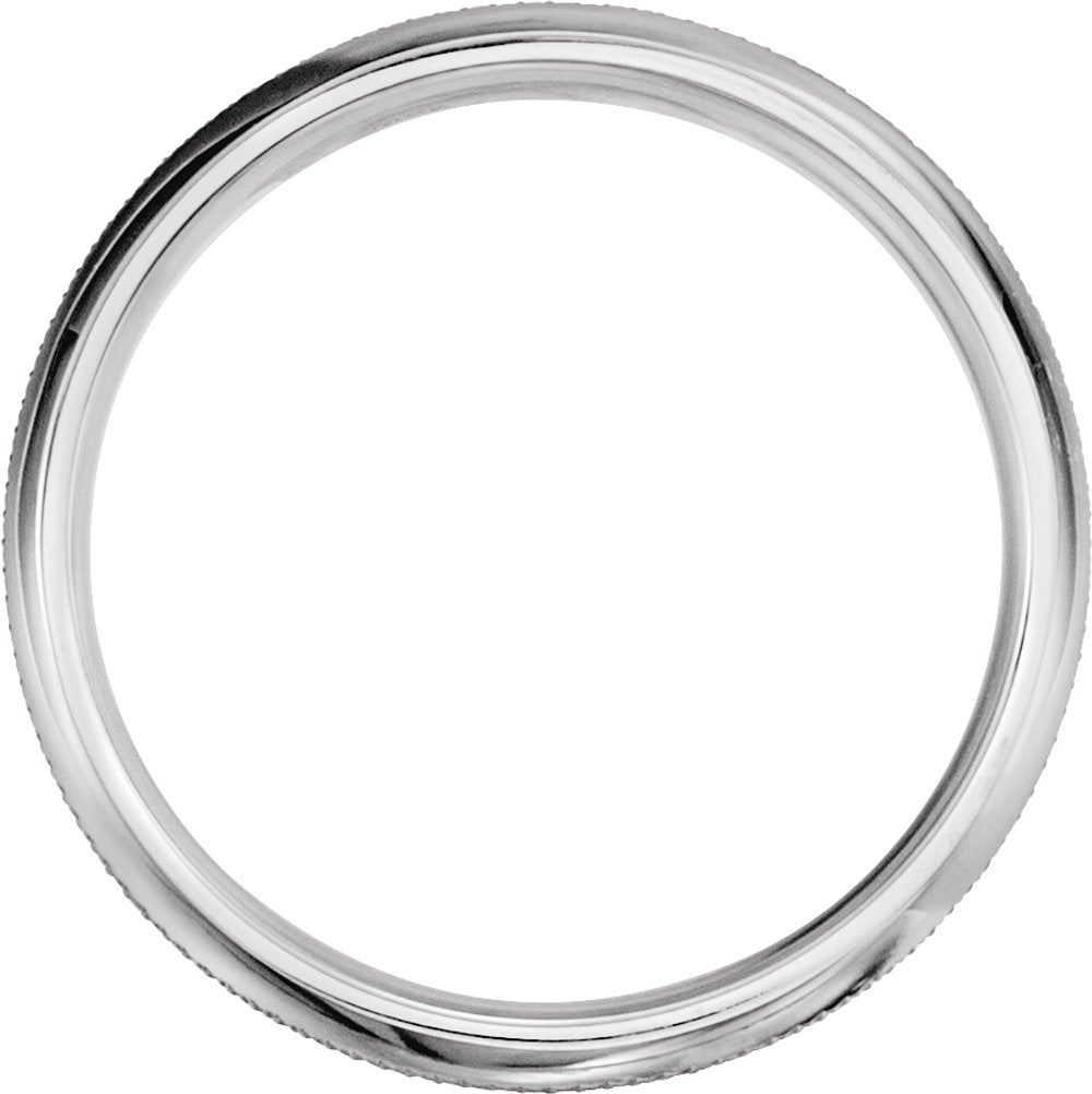 14K White 6 mm Knurl Half Round Band Size 10