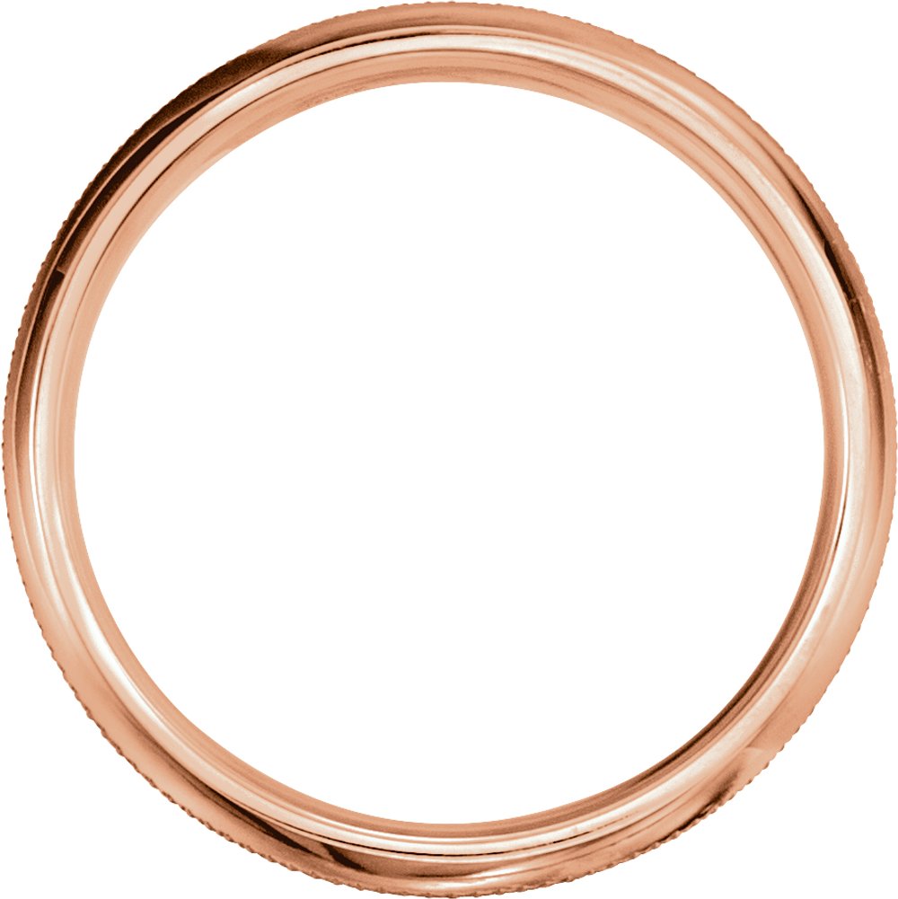 14K Rose 6 mm Knurl Half Round Band Size 10.5