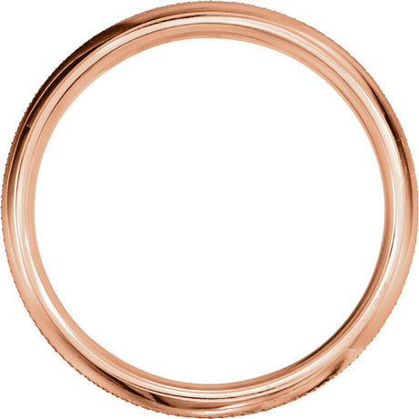 14K Rose 6 mm Knurl Half Round Band Size 10.5