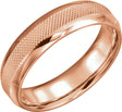 14K Rose 6 mm Knurl Half Round Band Size 10.5