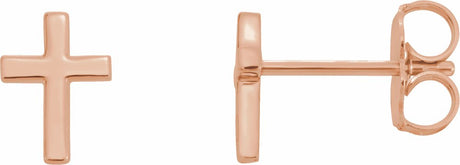 14K Rose Gold 6 mm Cross Earrings