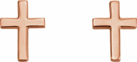 14K Rose Gold 6 mm Cross Earrings