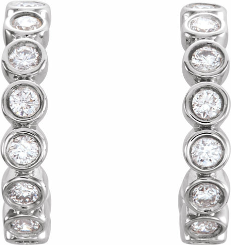 14K White Gold 1/4 CTW Natural Diamond 11.1 mm Hoop Earrings