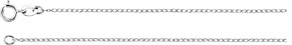 14K White Gold 1 mm Curb 16" Chain