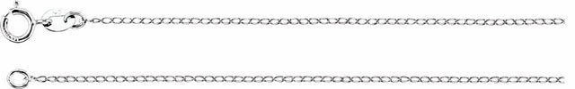 14K White Gold 1 mm Curb 16" Chain
