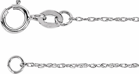 10K White Gold 1 mm Rope 24" Chain