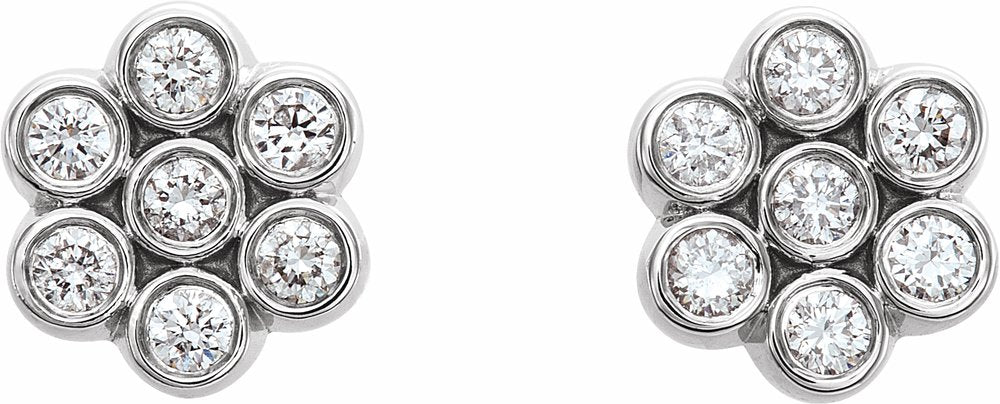 14K White 1/4 CTW Natural Diamond Cluster Earrings