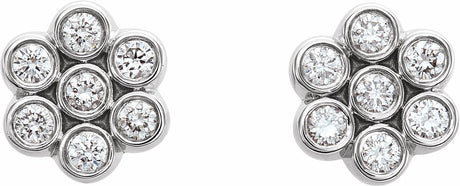 14K White 1/4 CTW Natural Diamond Cluster Earrings