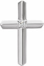 14K White .03 CT Natural Diamond Cross Pendant 