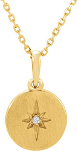 14K Yellow Gold .01 CT Natural Diamond Star 16-18" Necklace

