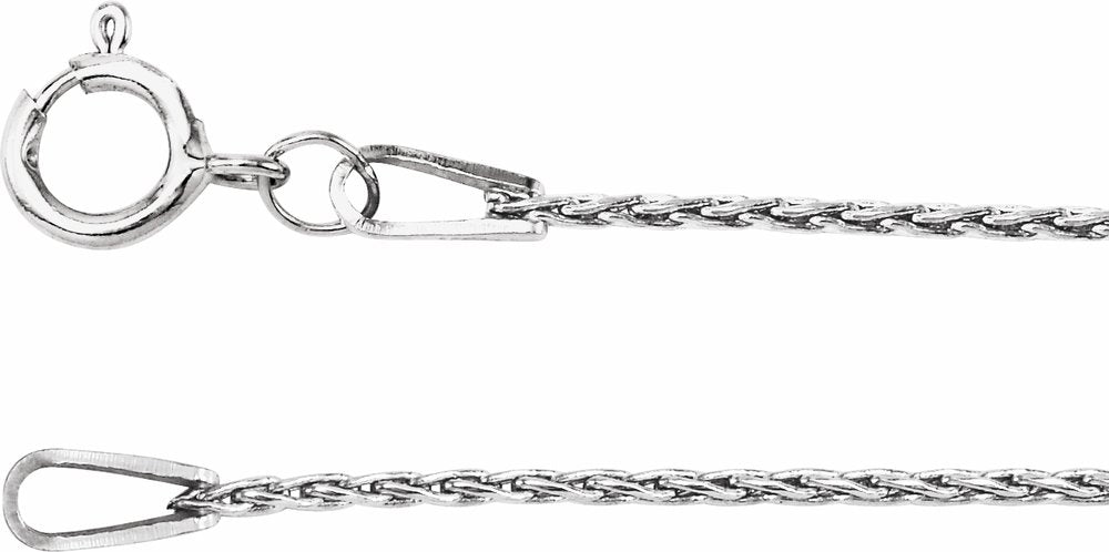 Rhodium-Plated Sterling Silver 1 mm Wheat 16" Chain