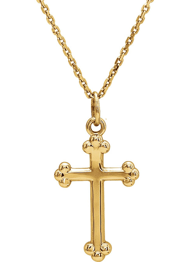 14K Yellow Cross 18" Necklace