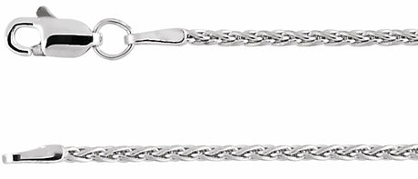 Rhodium-Plated Sterling Silver 1.5 mm Wheat 16" Chain