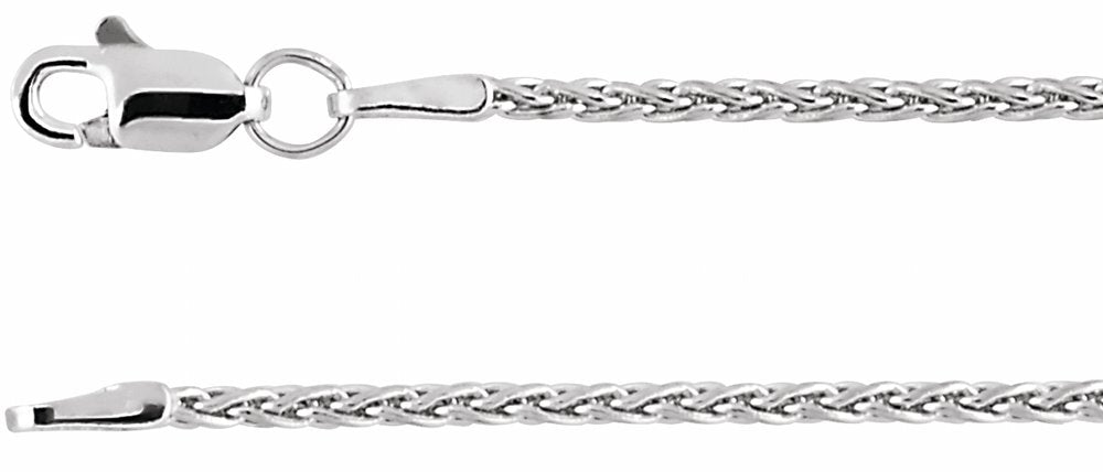 14K White Gold 1.5 mm Wheat 16" Chain